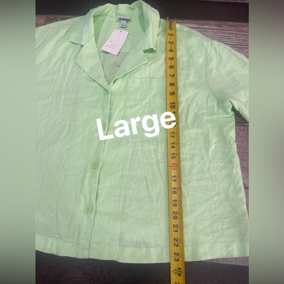 💚A NEW DAY Women’s Linen Short Sleeve Button-Down Camp Shirt Sz M NEW With Tags💚 - Picture 7 of 14